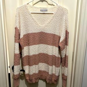 NWOT Knox Rose pink and white striped sweater